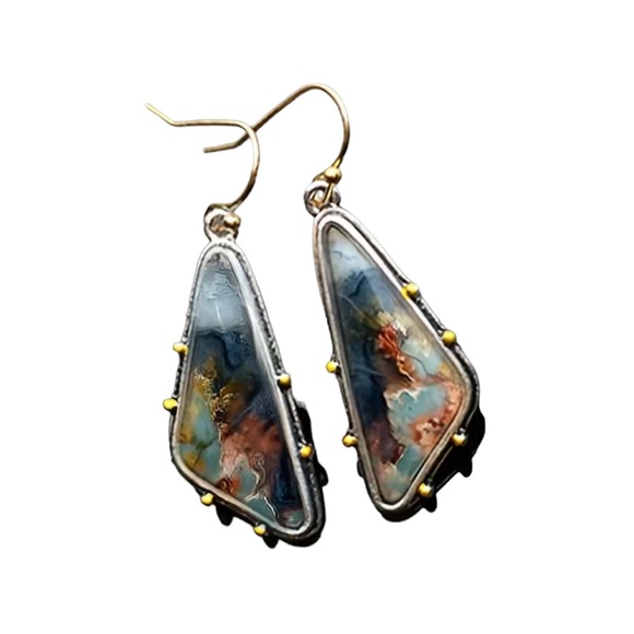 Jewelry - Marbled Irregular Shape Drop Style Earrings